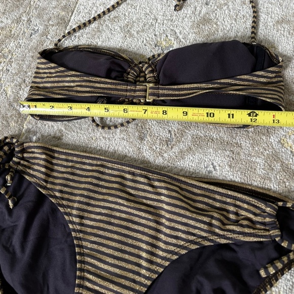 Nautical Metallic Gold Stripe Bikini Set - Picture 6 of 10